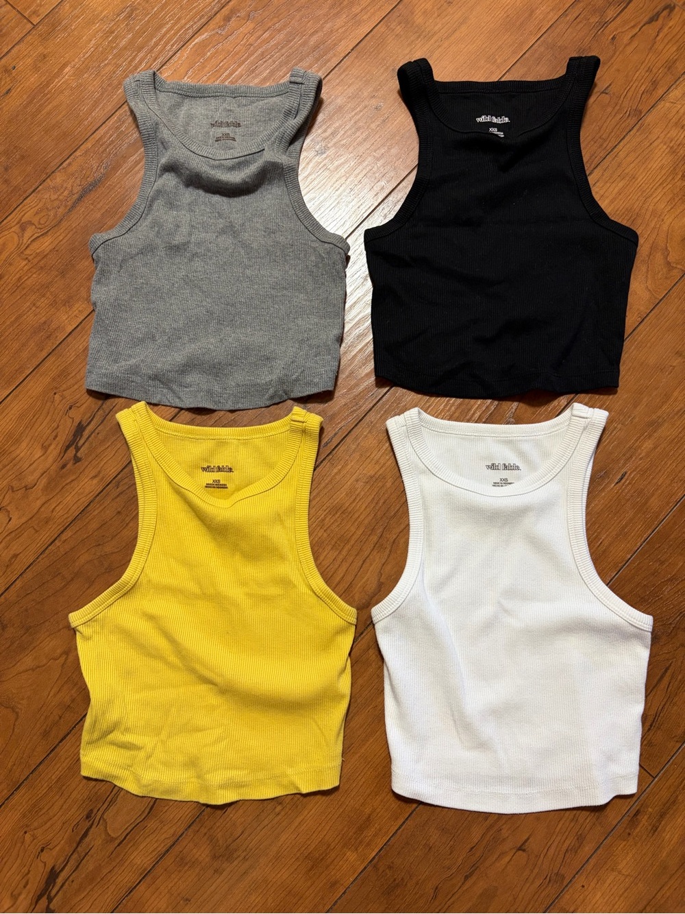wild fable Cropped Ribbed Tank Tops in Black, Gray, Yellow, White